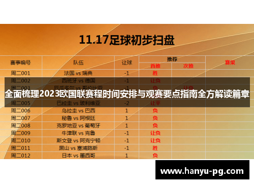 全面梳理2023欧国联赛程时间安排与观赛要点指南全方解读篇章 全面梳理2023欧国联赛程时间安排与观赛要点指南全方解读篇章